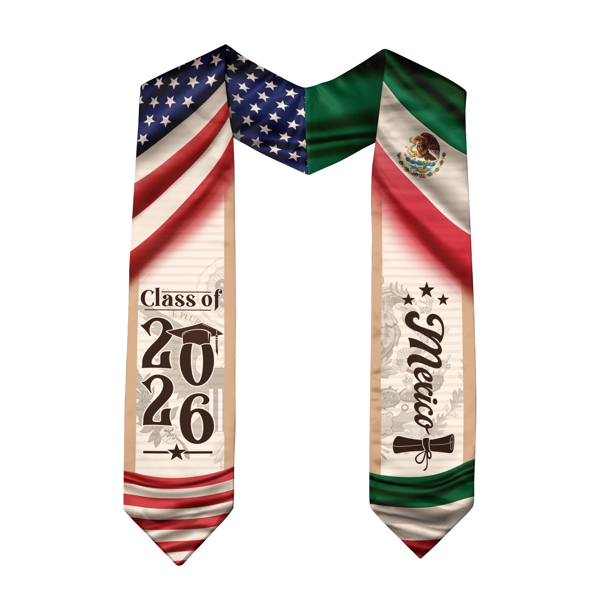 Mexico Graduation Sash 2026, Mexican American Flag Graduation Sash, Mexican Stole
