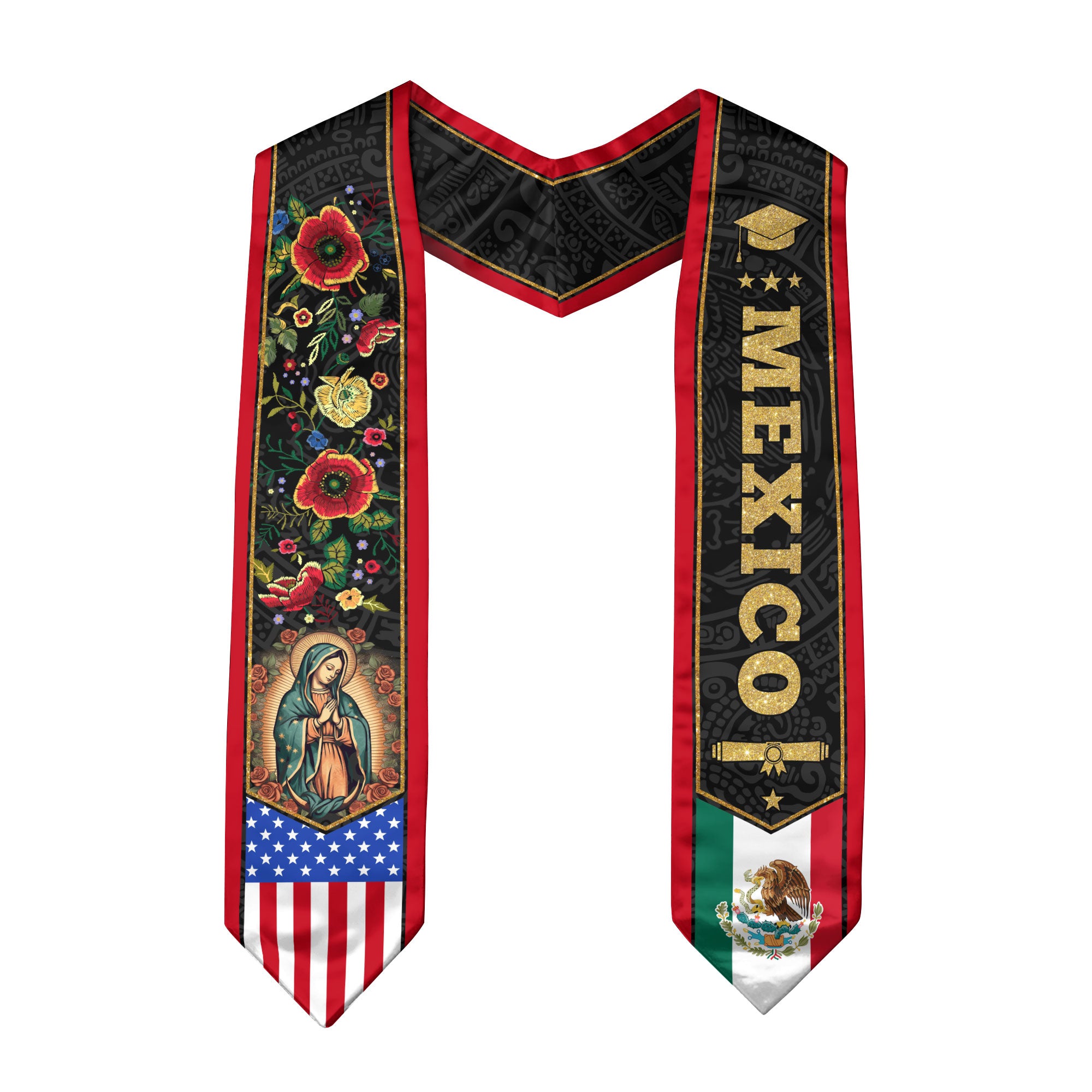 Mexican American Flag Grad Sash 2026, Mexican Graduation Sash, Mexico Graduation Stole