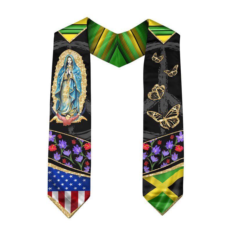 Jamaican Flag Graduation Sash 2026, Jamaica Graduation Stole, Traditional Academic Sash