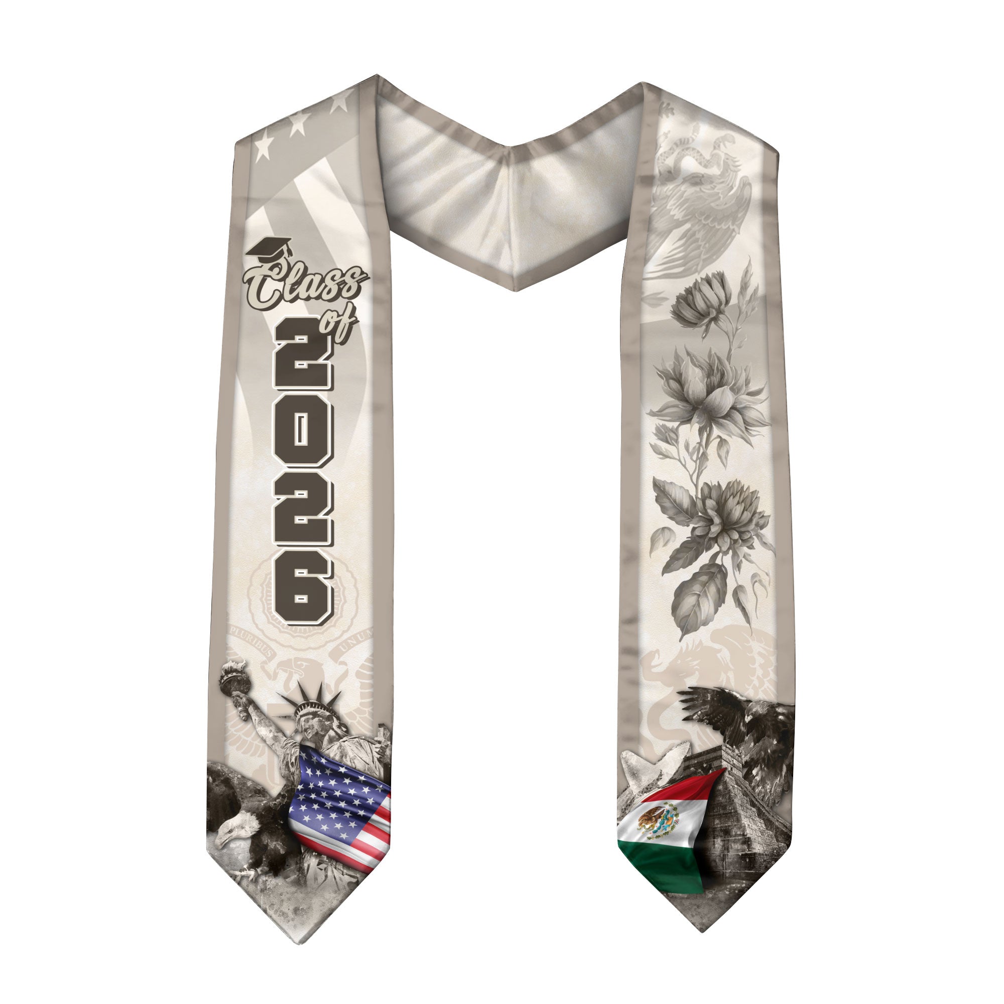 Mexican Graduation Stole 2026, Mexican American Flag Sash, Graduation Stole 2026