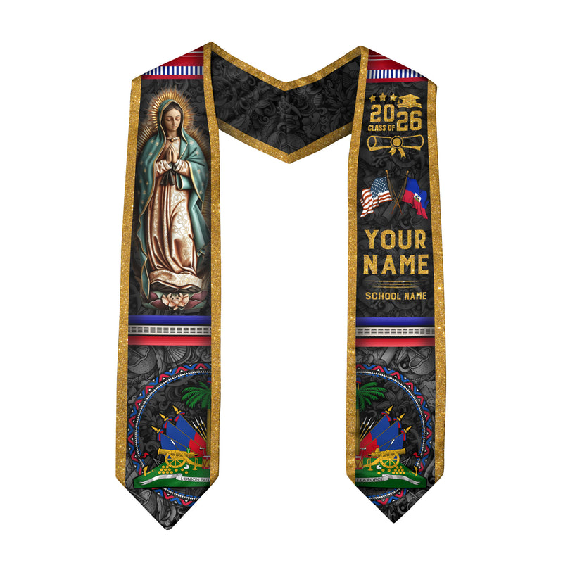 Haiti Graduation Stole 2026, Haitian Flag Sash, Tailored Detail for Class of 2026 Grads