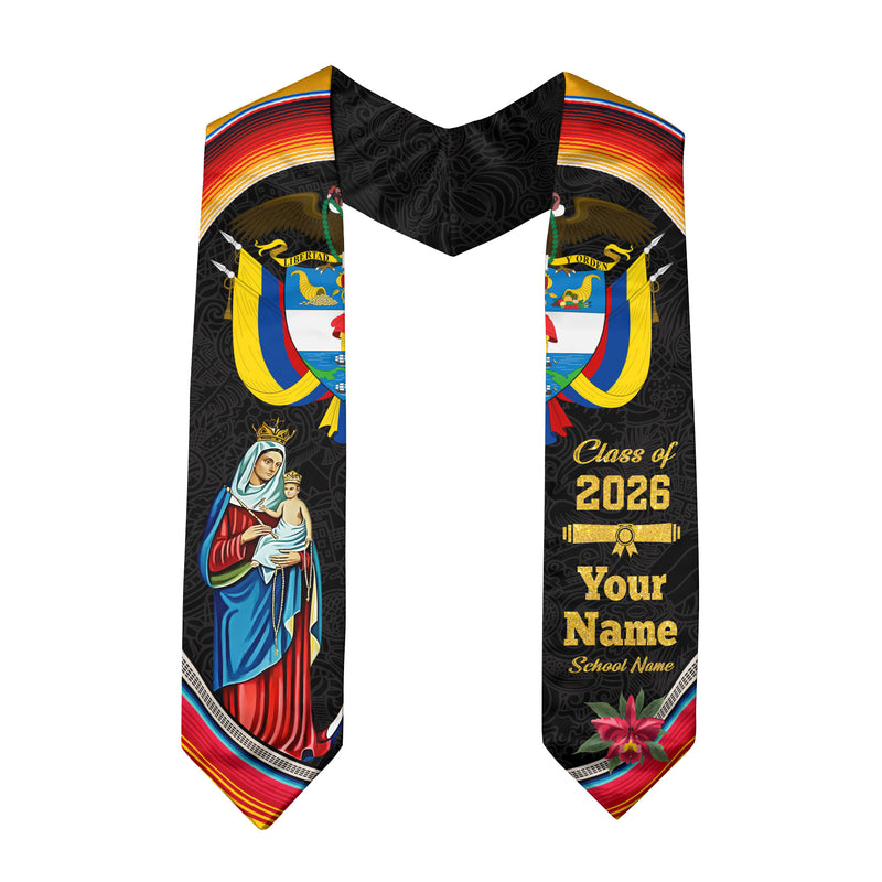 Colombian Flag Graduation Sash 2026, Colombia Stole, Signature Custom Finish for Grads