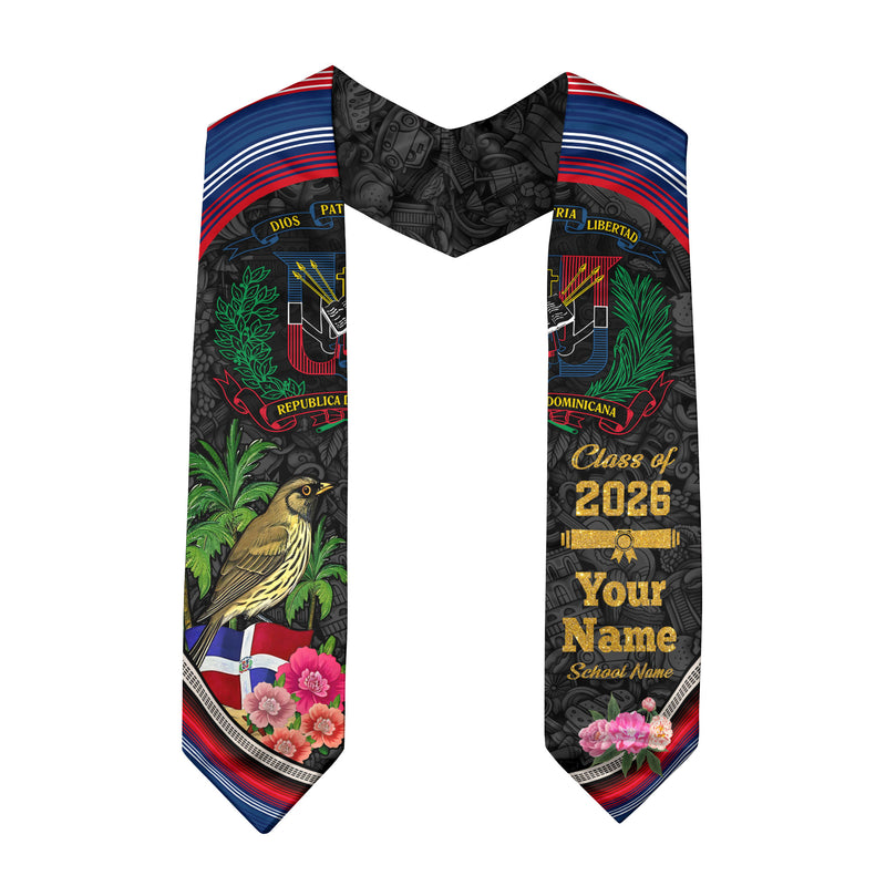 Dominican Flag Graduation Sash 2026, Dominican Graduation Stole, Custom Accent for 2026