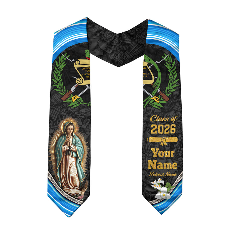 Guatemalan Flag Graduation Sash 2026, Guatemala Stole, Custom Graduation Stole 2026