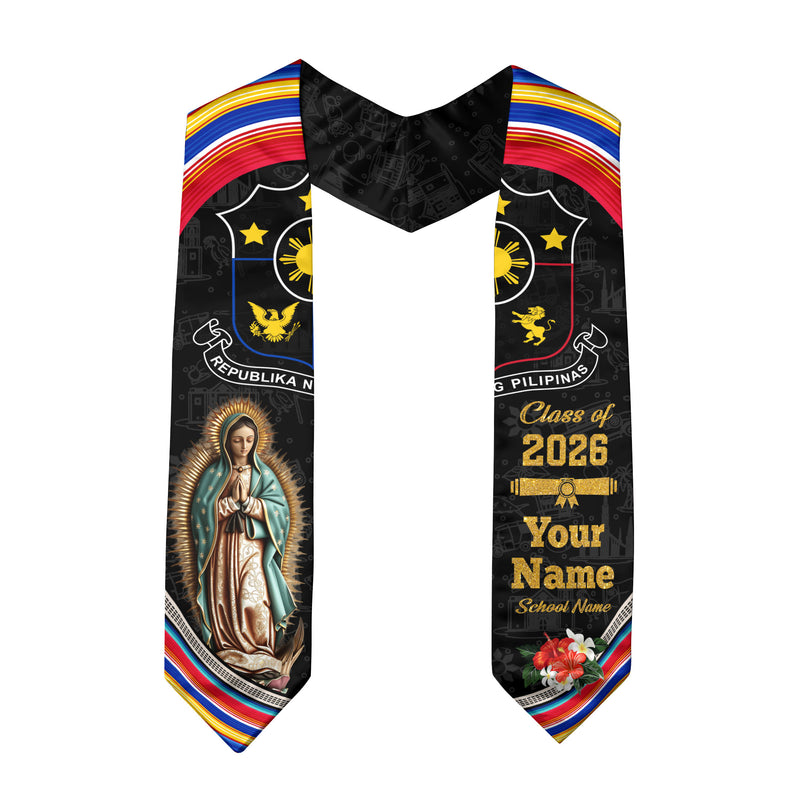 Filipino Flag Graduation Sash 2026, Philippines Stole, Custom Graduation Stole for 2026