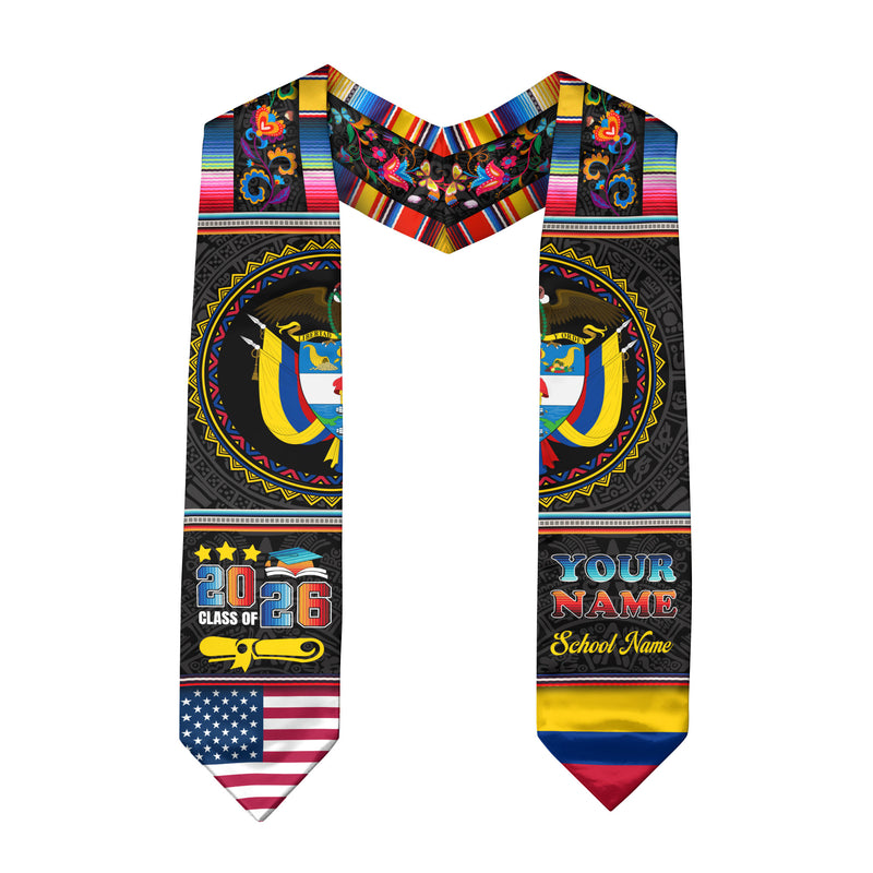 Colombian Graduation Stole 2026, Colombia Flag Sash, Personalized Touch for Graduates