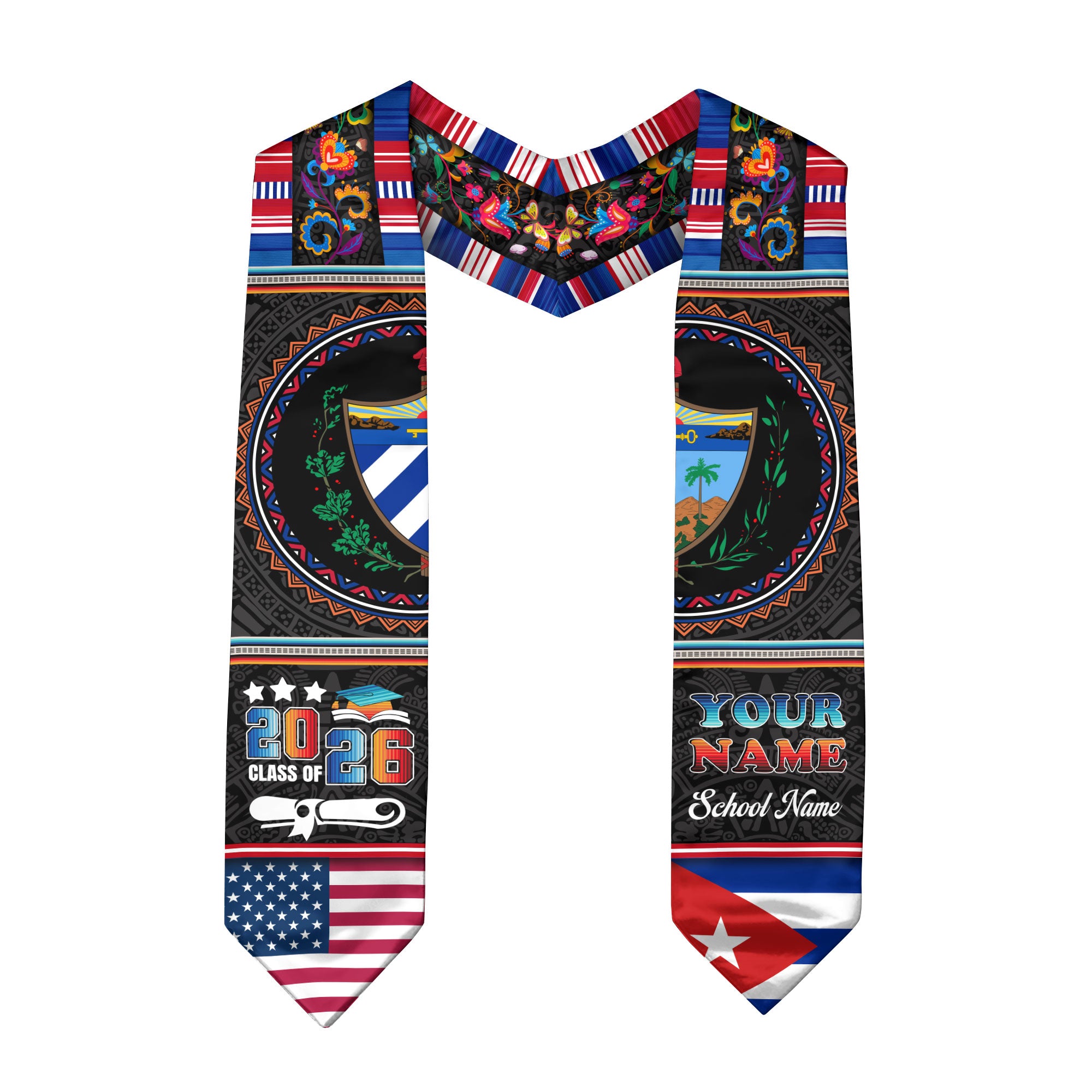 Cuban Graduation Stole 2026, Cuba Flag Sash, Personalized Touch for 2026 Graduates