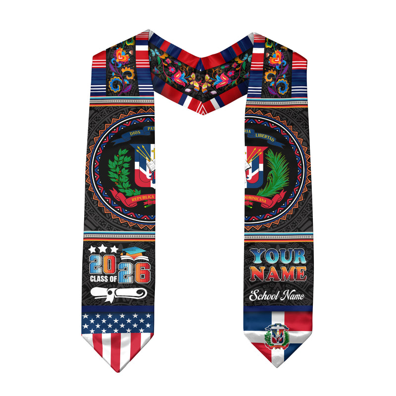 Dominican Graduation Stole 2026, Dominican Flag Sash, Custom Detail Choice for 2026