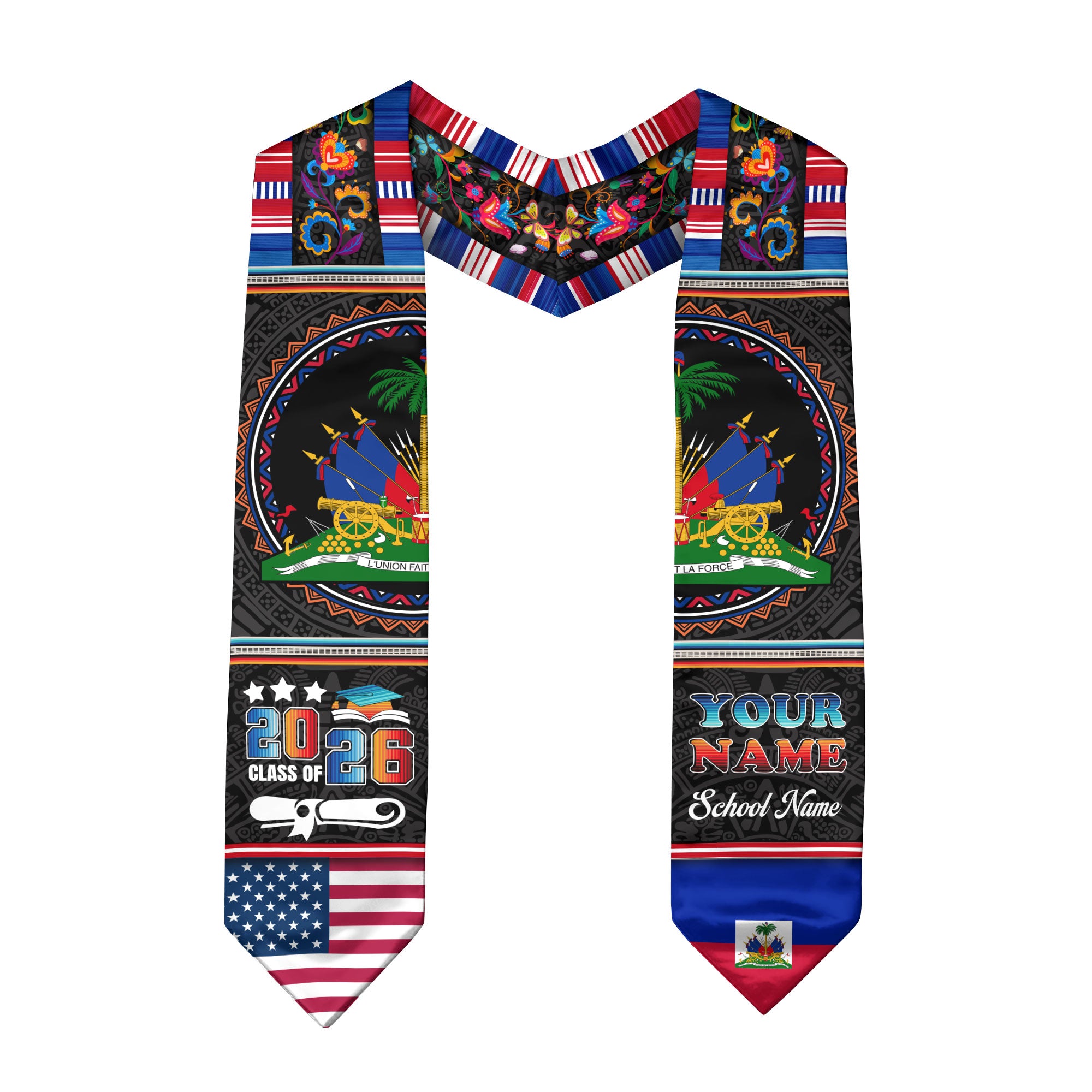 Haitian Graduation Stole 2026, Haiti Flag Sash, Personalized Touch for 2026 Graduates