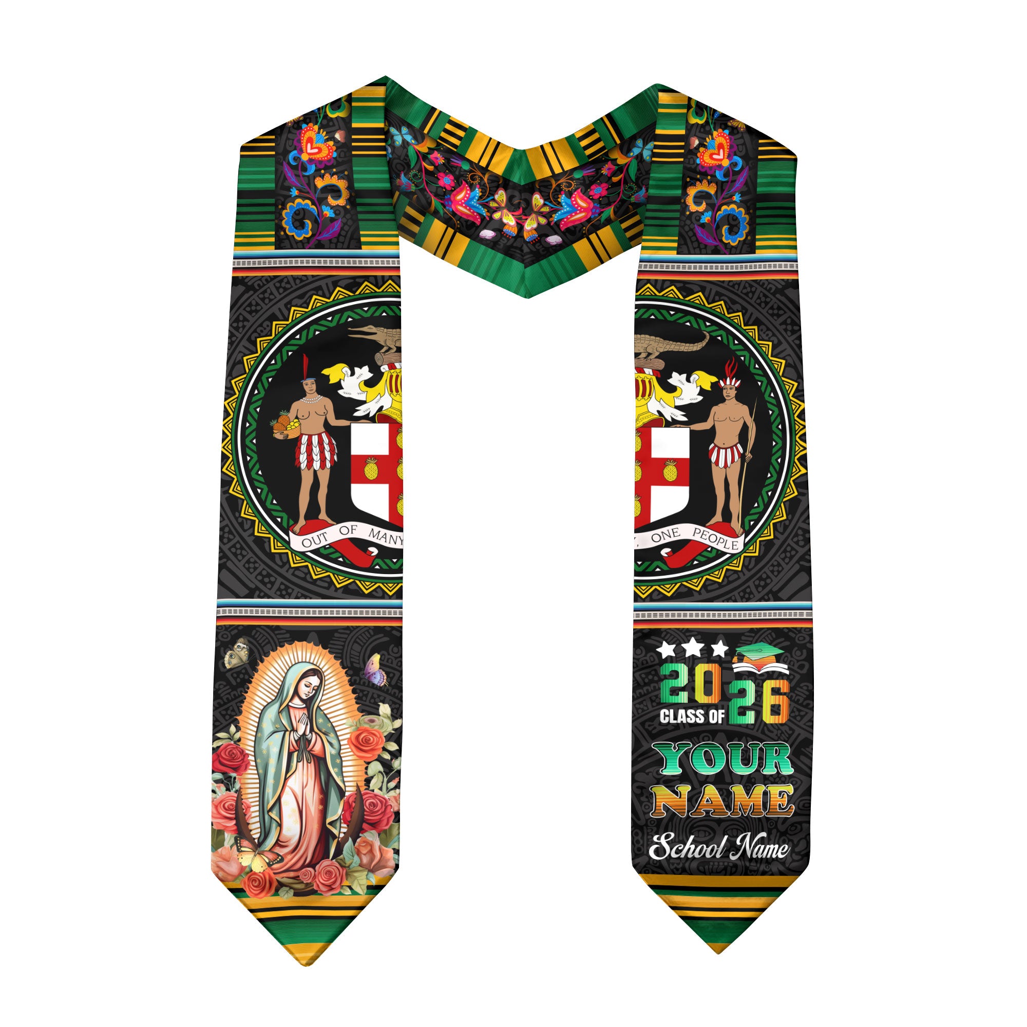 Jamaican Graduation Stole 2026, Jamaica Flag Sash, Custom Grad Sash for Class of 2026