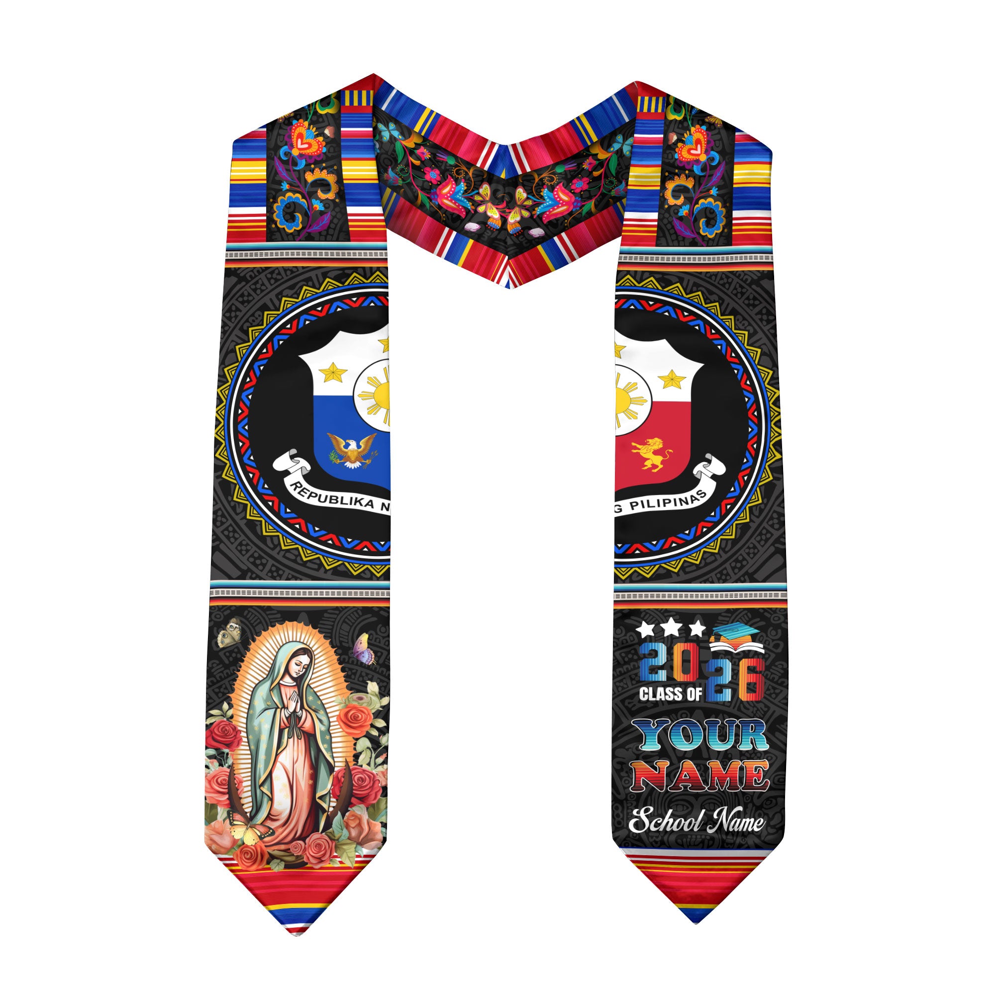 Filipino Graduation Stole 2026, Philippines Flag Sash, Custom Grad Sash for Class of 2026