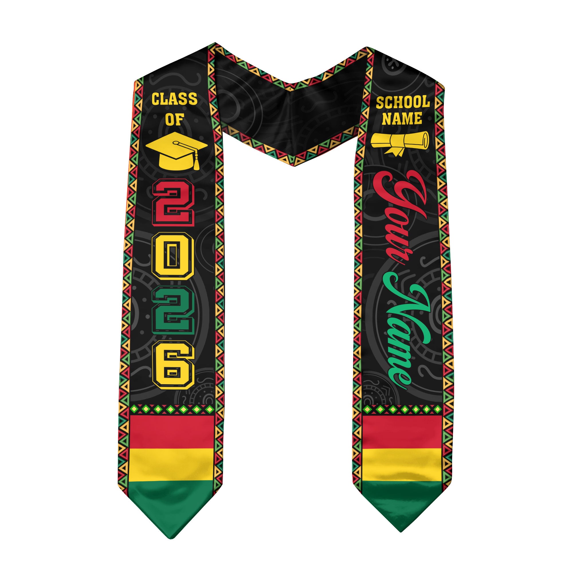 African Flag Graduation Stole 2026, Africa Graduation Sash, Africa Stole for Grads
