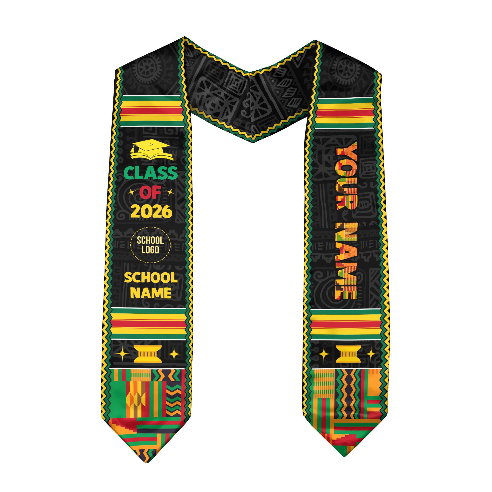 Class of 2026 Africa Graduation Sash, African Stole, African Flag Graduation Stole