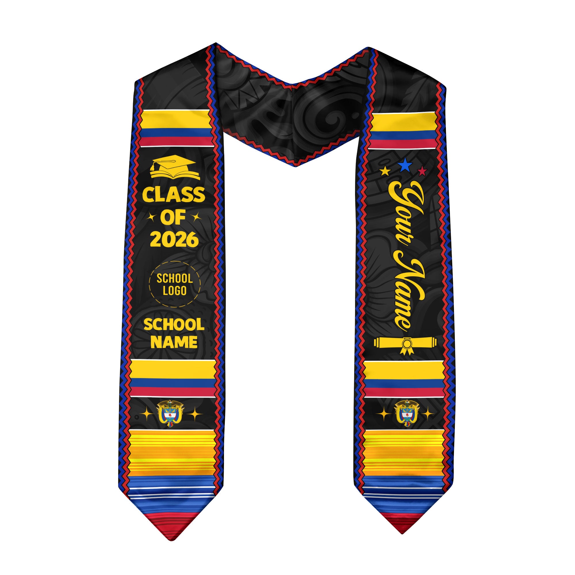 Colombian Stole 2026, Colombian Flag Graduation Sash, Cultural Graduation Stole