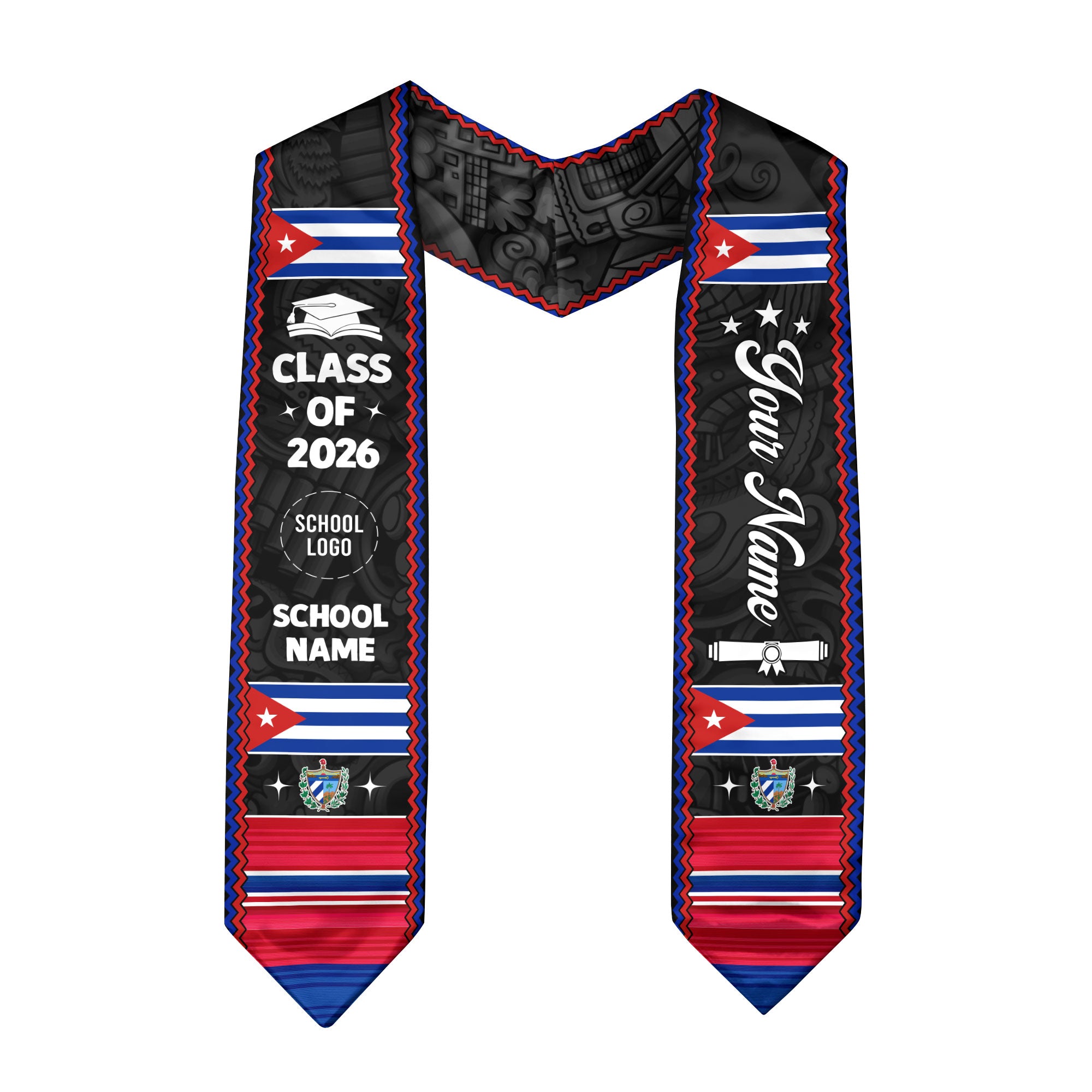 Cuban Flag Graduation Stole 2026, Cuba Graduation Sash, Personalized S ...