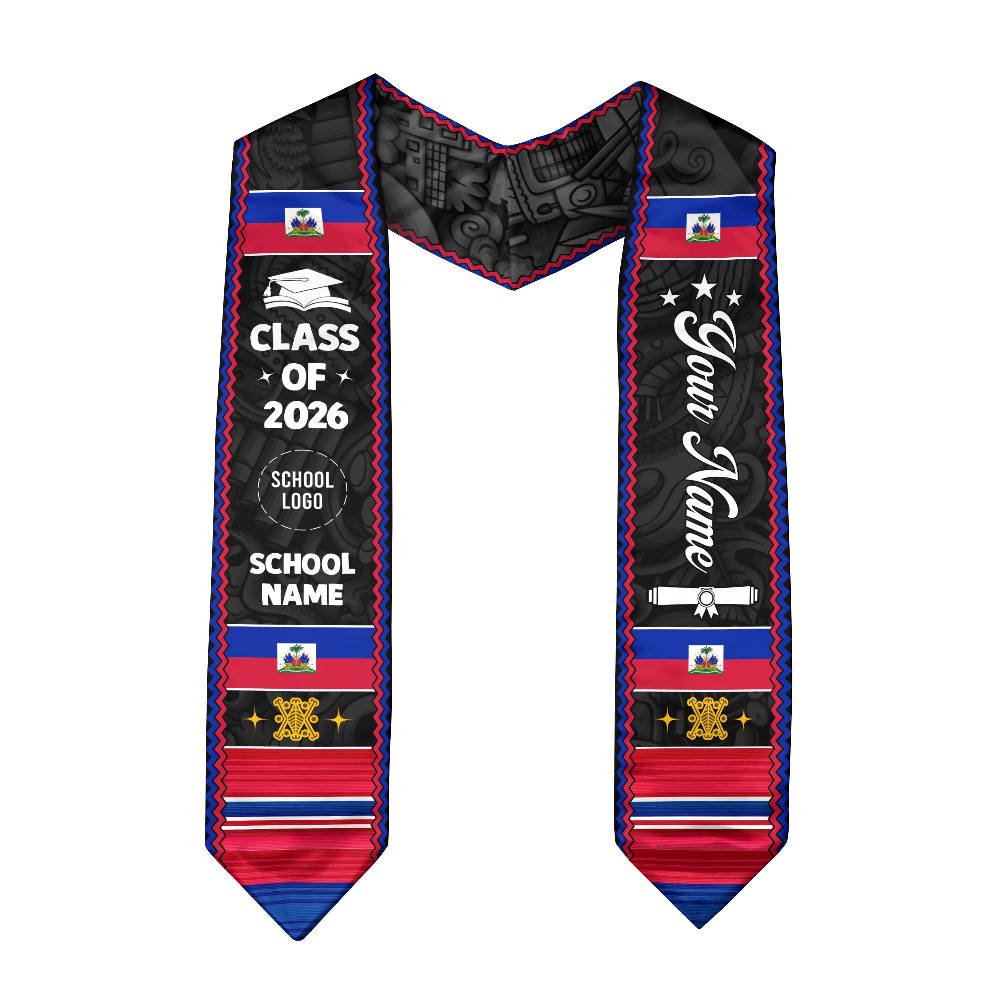 Haiti Flag Graduation Stole, Haitian Graduation Sash 2026, Haiti Custom Stole, Haiti Graduation Stole