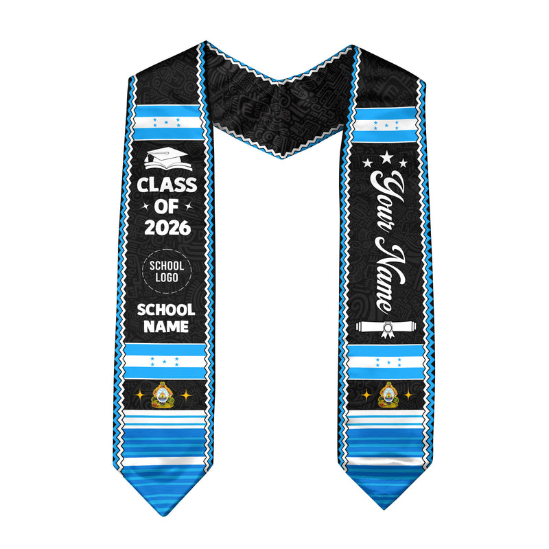 Honduras Flag Graduation Stole, 2026 Stole for Graduates, Custom Graduation Sash