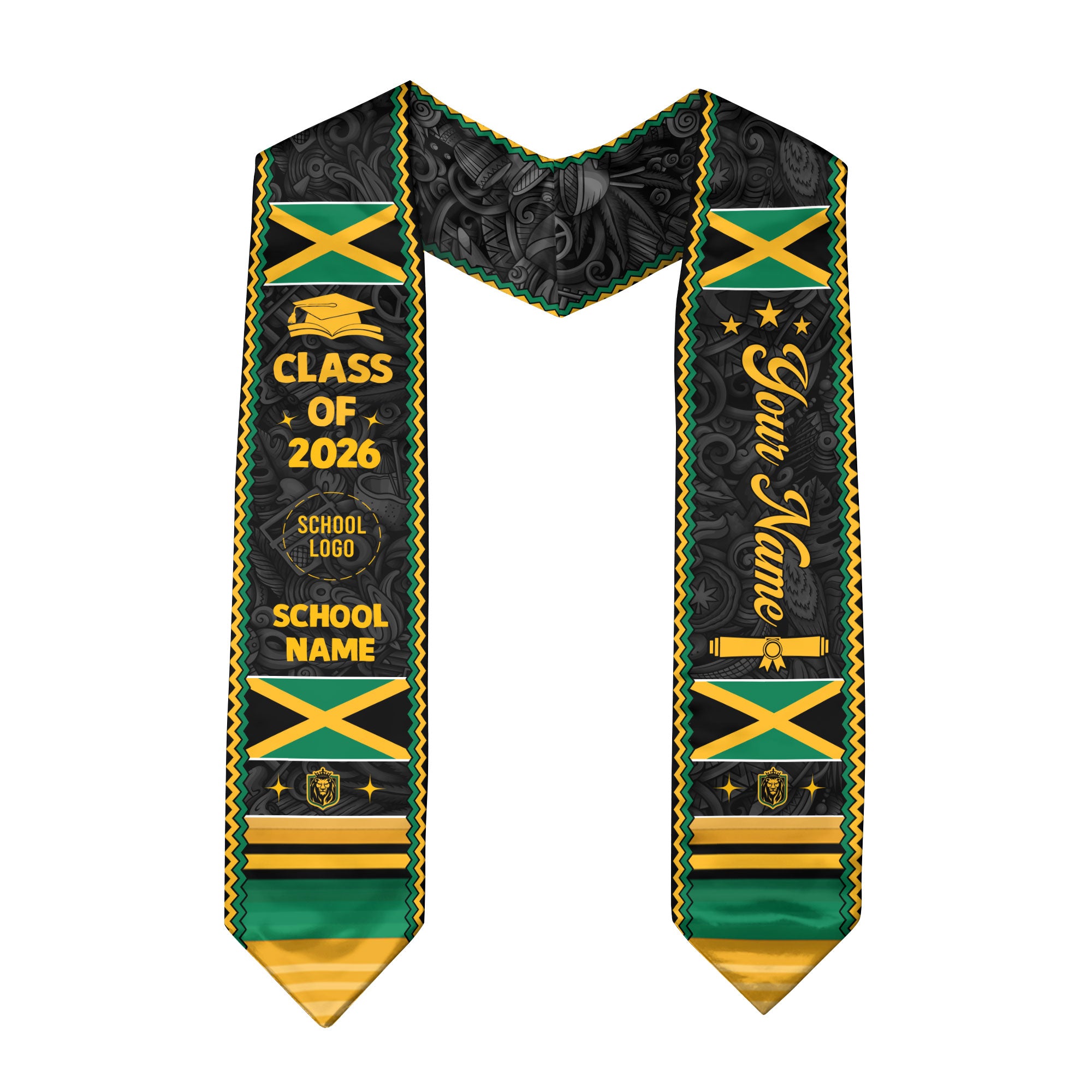 Jamaican Graduation Stole 2026, Flag Stole for Graduates, Jamaica Sash, Graduation Accessory