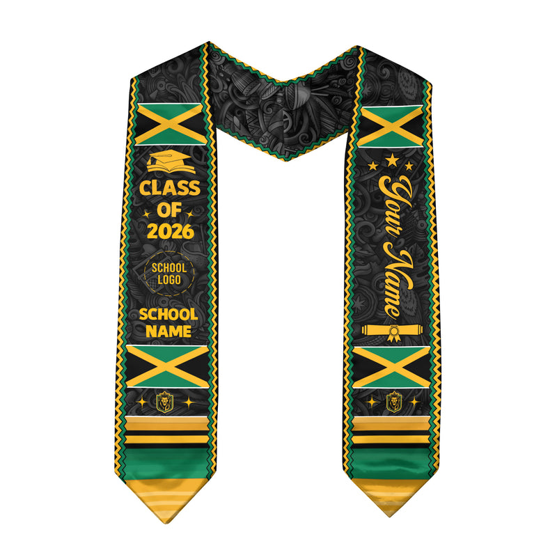 Jamaican Graduation Stole 2026, Flag Stole for Graduates, Jamaica Sash, Graduation Accessory