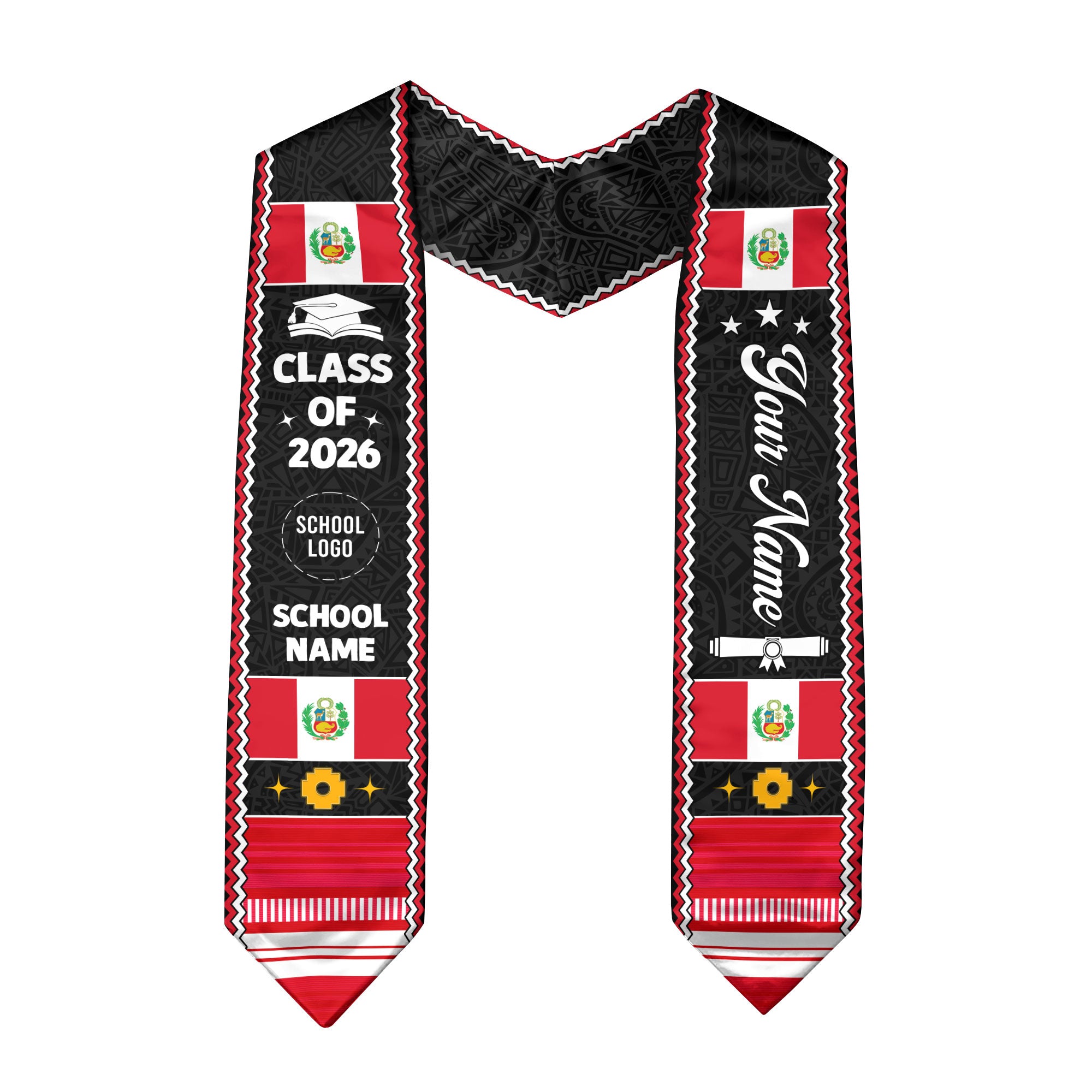 Custom Peruvian Stole for Graduation 2026, Peru Flag Stole, Peru Sash