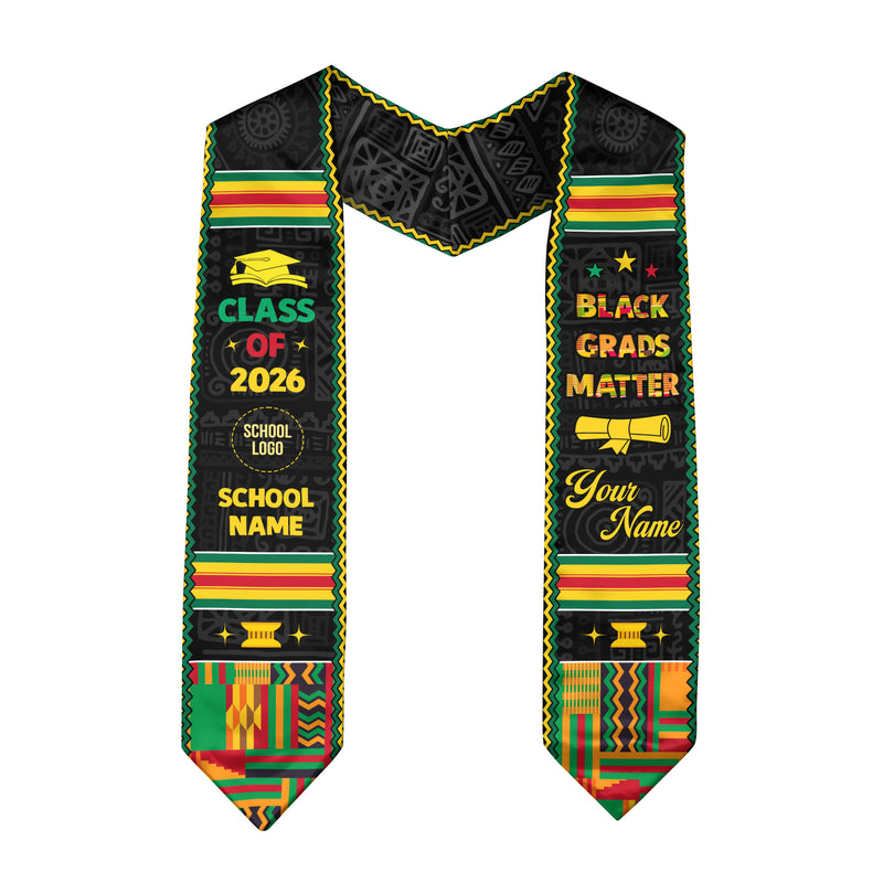 Africa Flag Graduation Stole 2026, African Grad Sash, Custom-Ready Gift Stole 2026