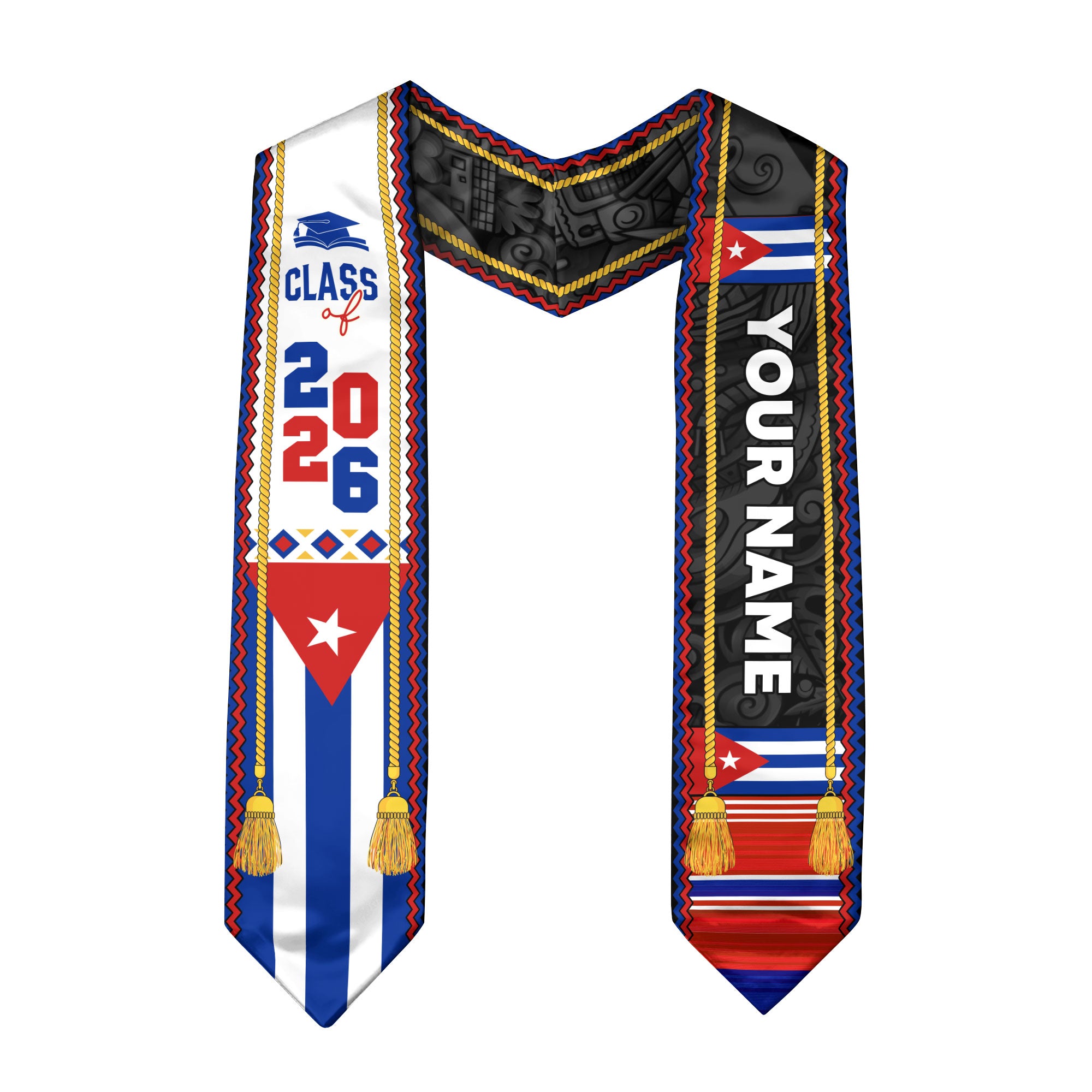 2026 Cuba Stole, Cuban Flag Graduation Sash, Graduation Stole for Cuban Pride
