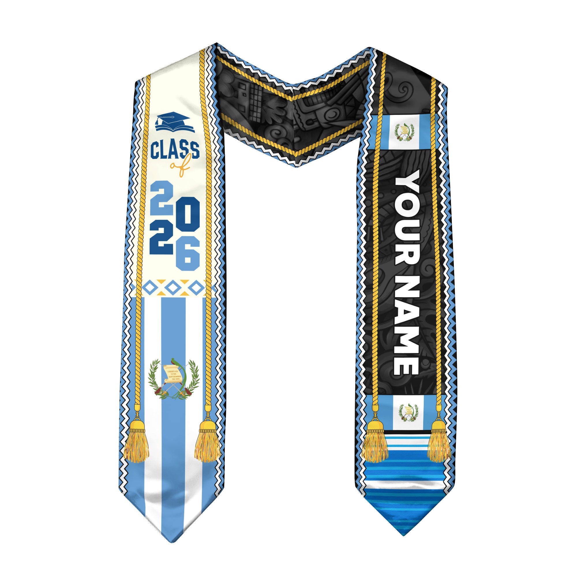 Customized Guatemalan Graduation Stole 2026, Guatemala Flag Sash, Formal Personalized Graduation Style