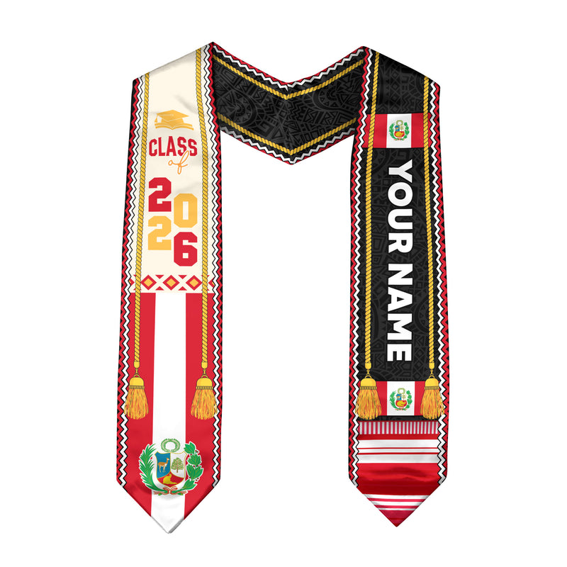 Peru Graduation Sash, Peruvian Stole 2026, Custom Peru Flag Graduation Stole
