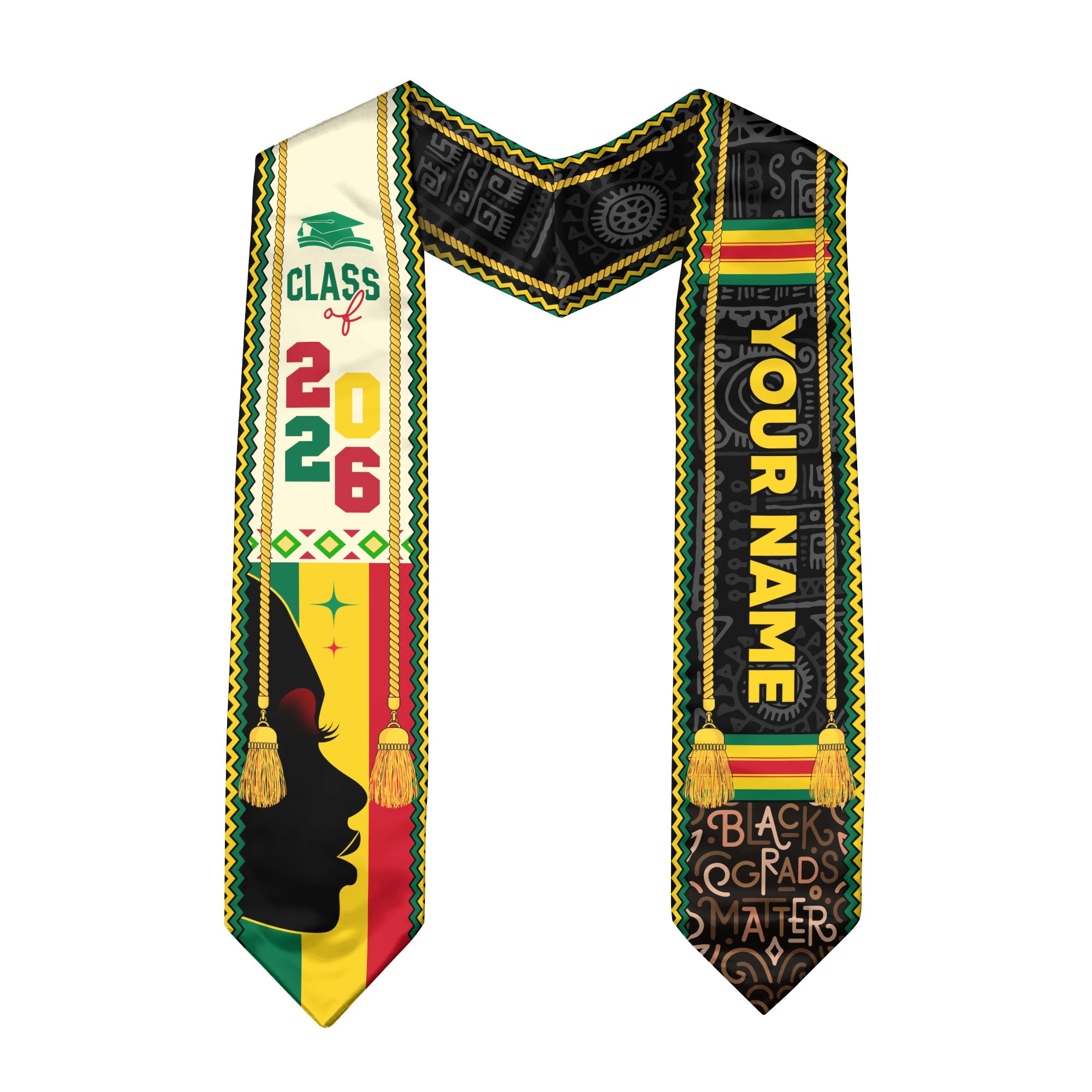 African Graduation Sash 2026, Africa Flag Stole, Graduation Sash with Custom Finish