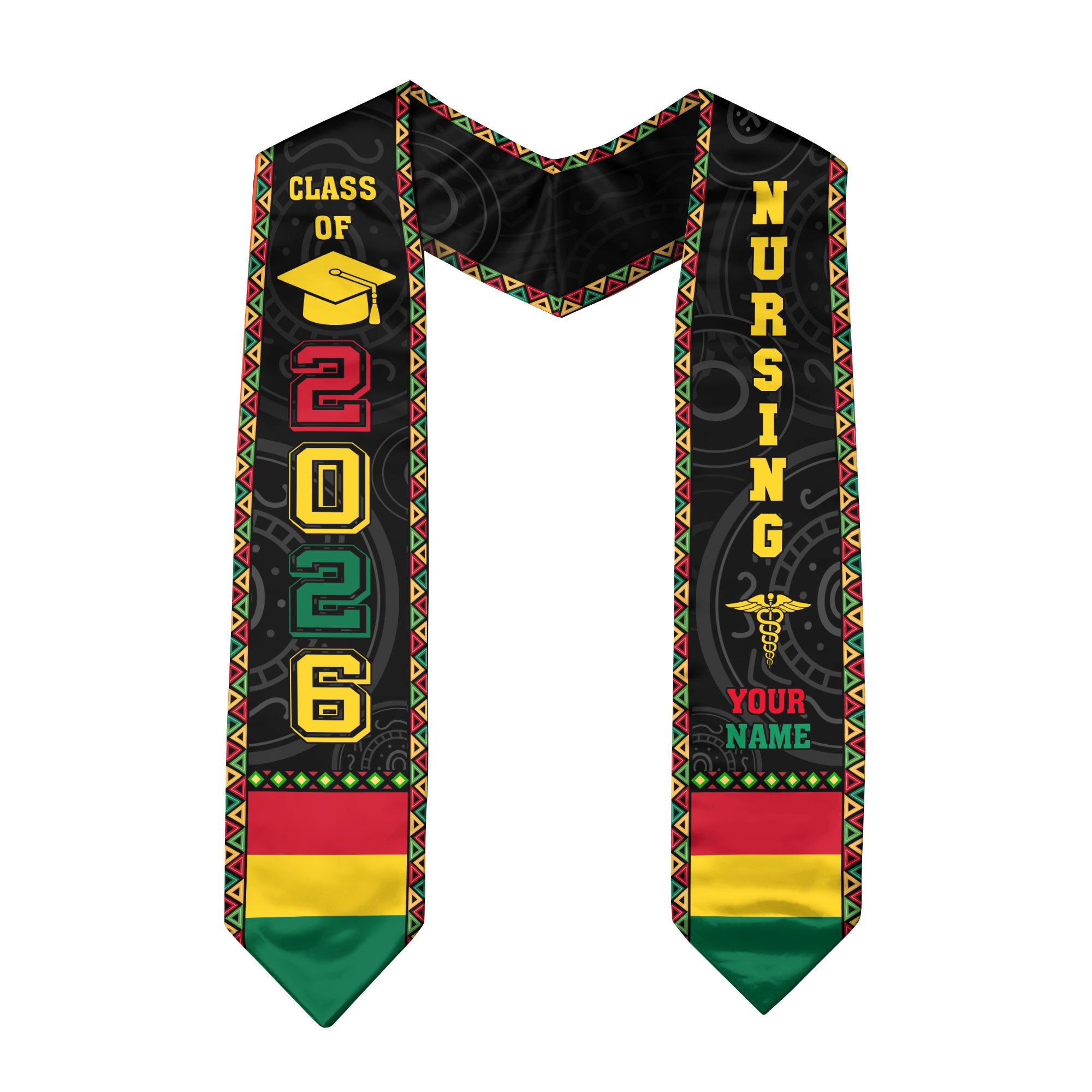 Customized African Nursing Graduation Stole for RN and BSN Nurses, Class of 2026 Sash