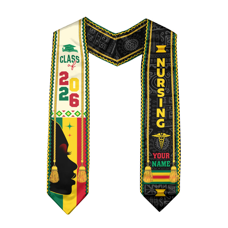 Customized African RN Graduation Stole, Nursing Ceremony Sash for Class of 2026