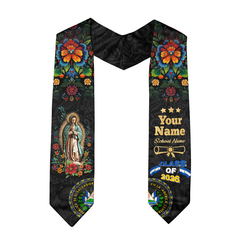 El Salvador Graduation Stole 2026, Salvadoran Flag Sash, Cultural Graduation Accessory