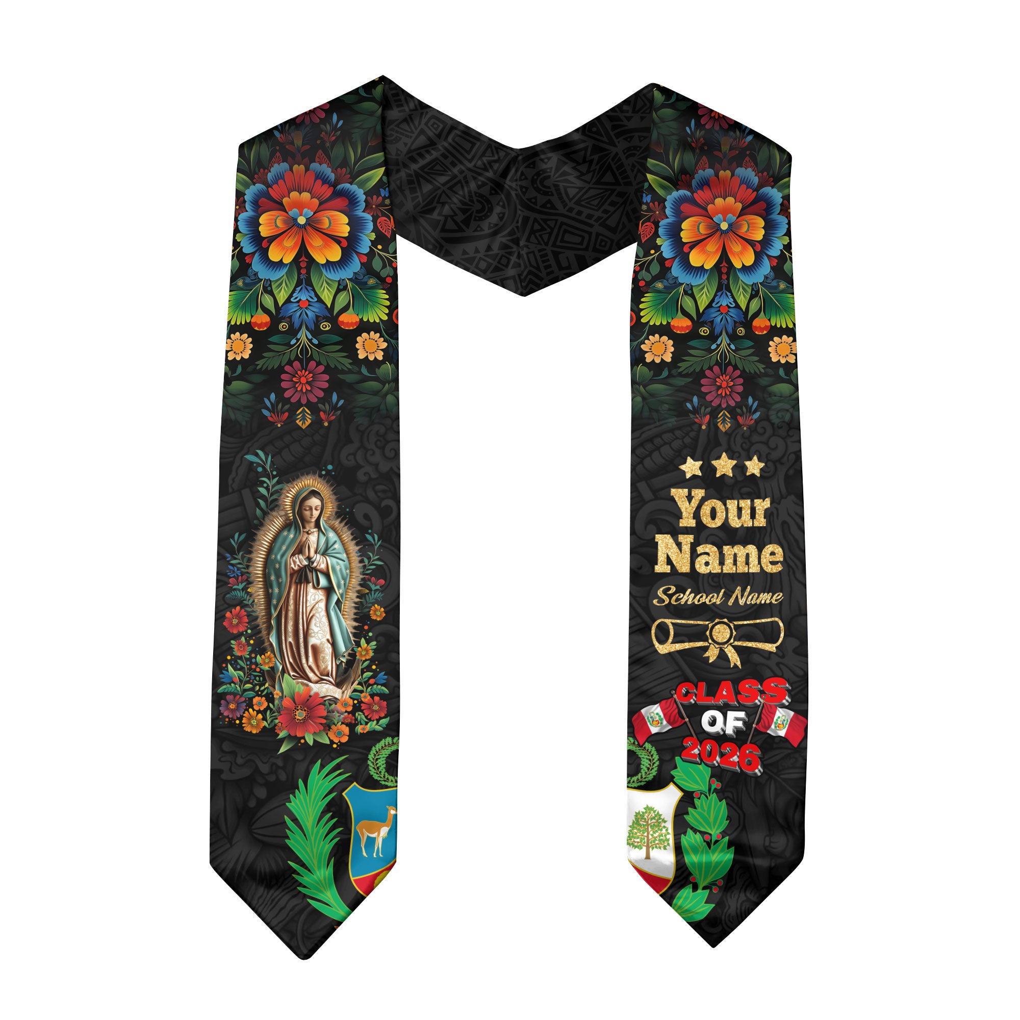 Peru Graduation Sash, Peruvian Flag Stole 2026, Custom Peru Graduation Stole