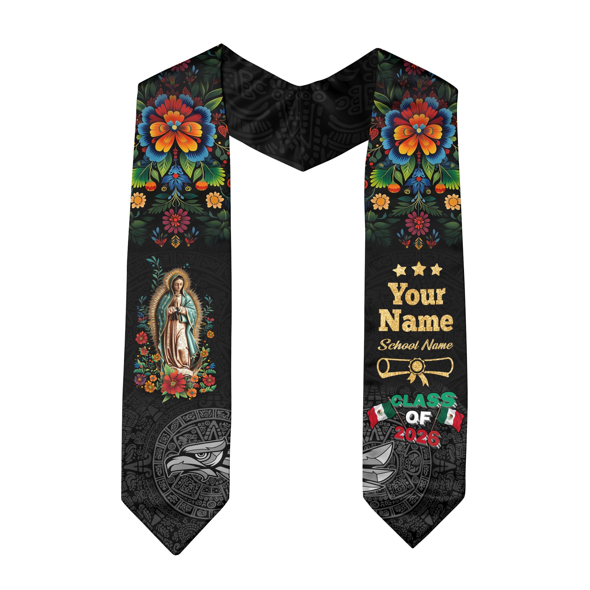 Mexico Graduation Stole 2026, Mexican Flag Sash, Class of 2026 Custom Trim for Grads