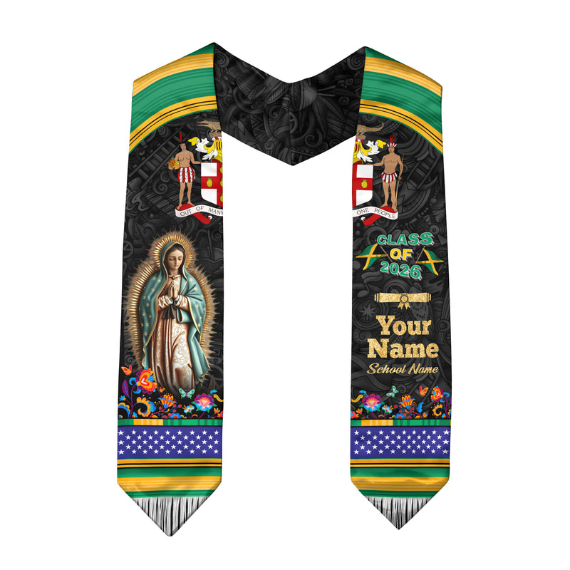 Jamaican Flag Graduation Sash 2026, Jamaica Grad Stole, Jamaican Stole Custom Detail
