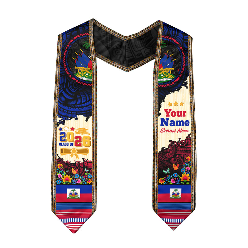 2026 Haitian Graduation Sash, Haitian Flag Sash, Custom Haiti Graduation Stole, Stole Haiti