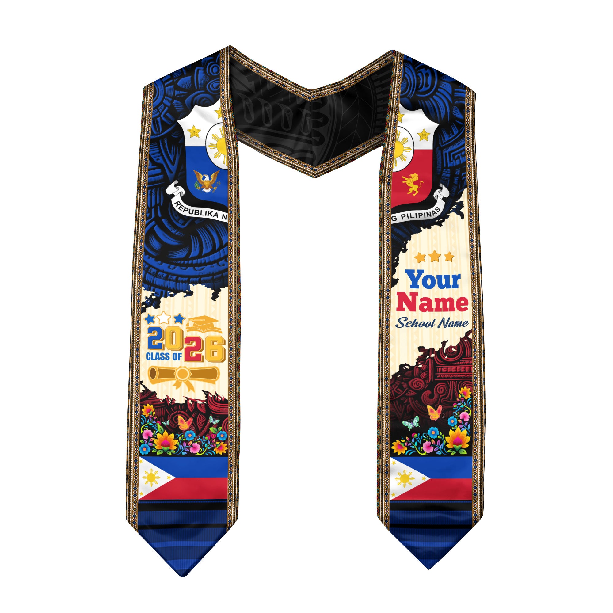 Philippines Graduation Sash 2026, Custom Stole, Philippine Flag Stole, Graduate Gift