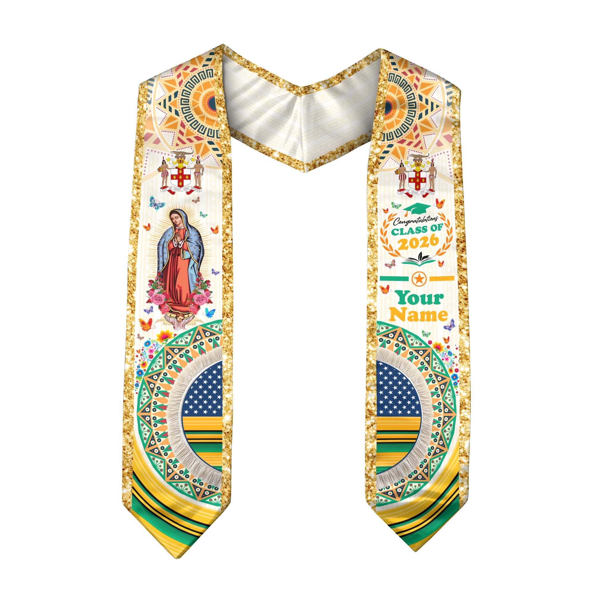 Jamaican Graduation Sash 2026, Jamaica Graduation Stole, Jamaican Flag Custom Accent
