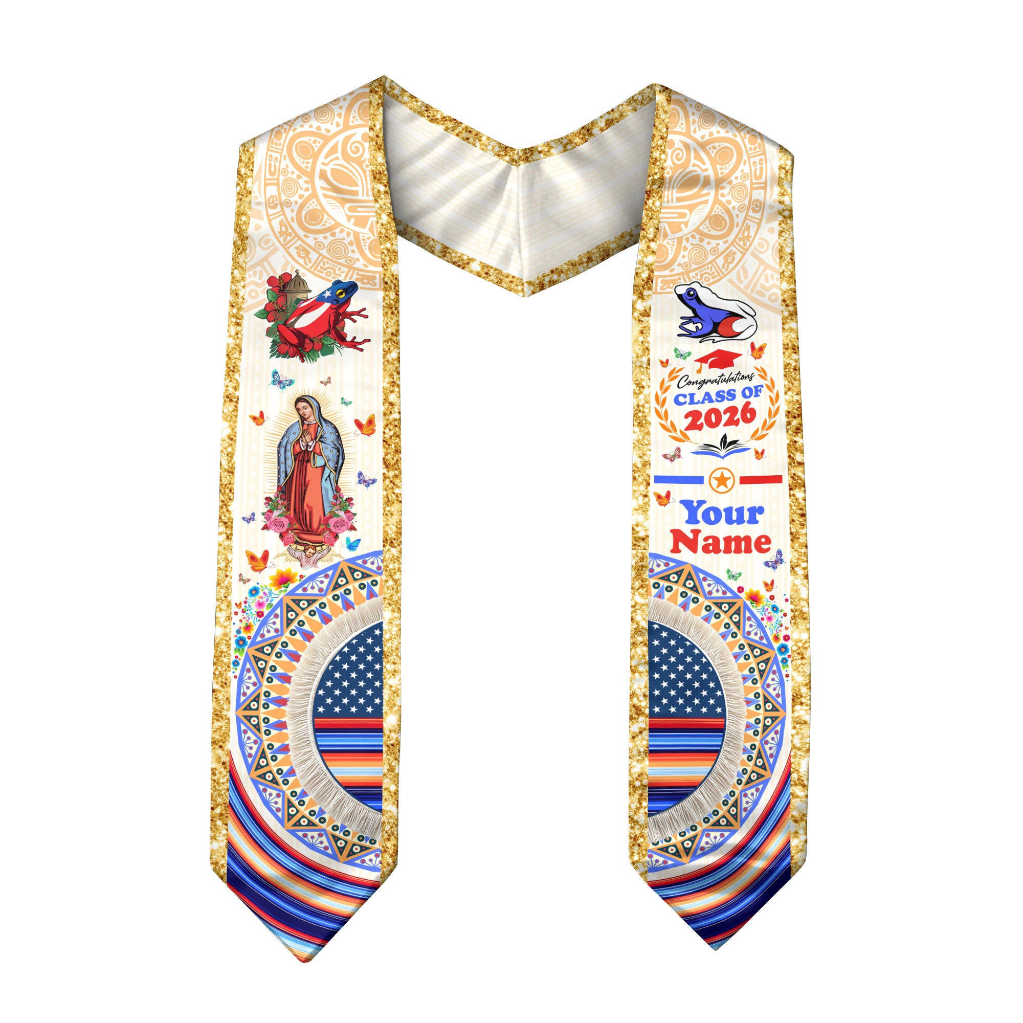 Puerto Rican Graduation Sash 2026, Puerto Rico Graduation Stole, Flag Custom Accent