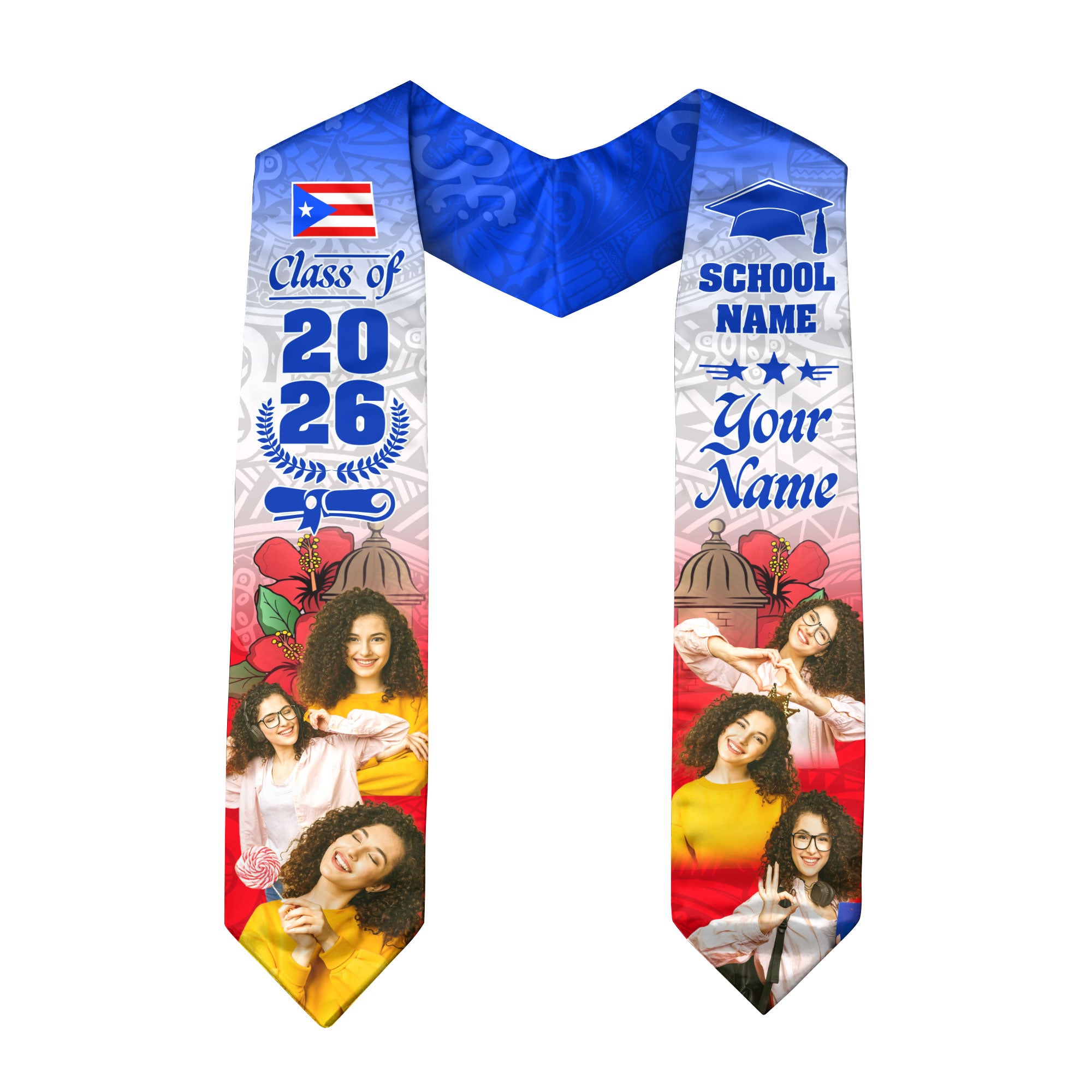 2026 Puerto Rico Graduation Stole, Puerto Rican Flag Sash, Made With Your Details