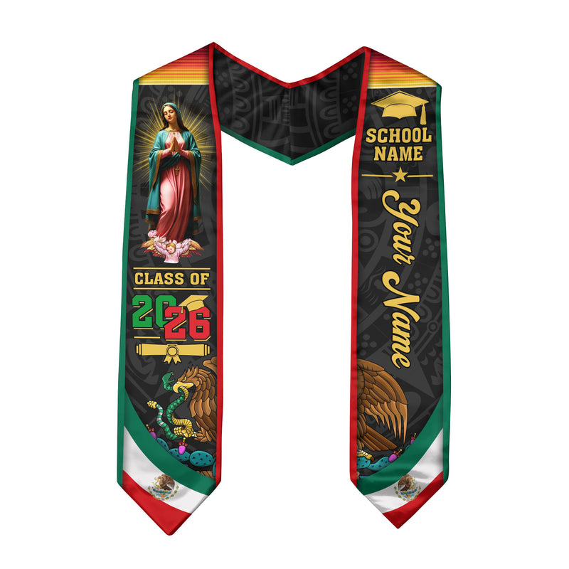 2026 Mexican Graduation Stole, Mexico Flag Sash, Personalized Accent for Grads
