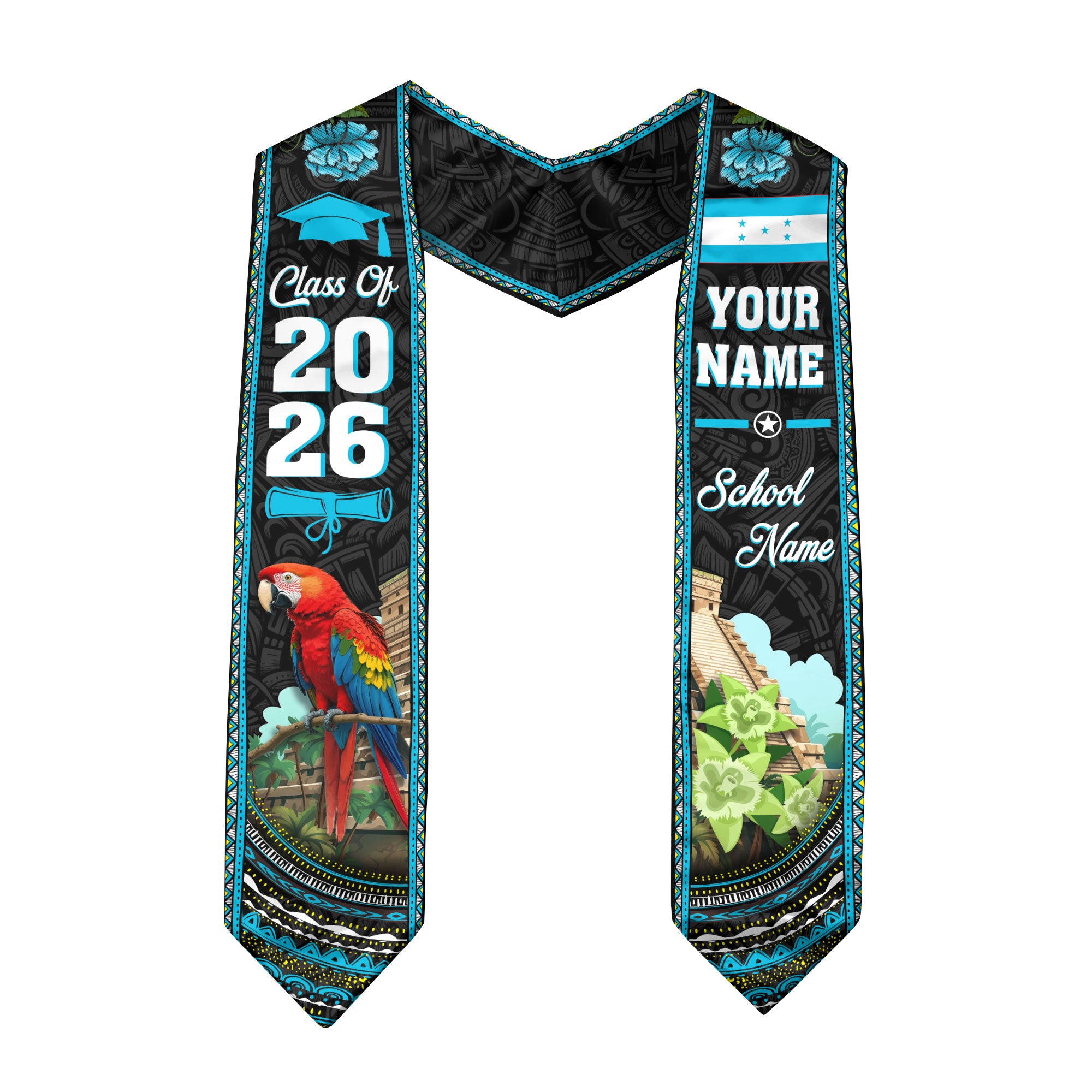 Honduras Graduation Stole 2026, Honduras Flag Graduation Sash, Custom Stole, Honduras Stole