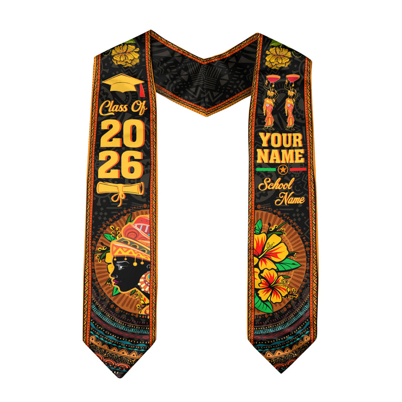 Customized African Heritage Graduation Stole, Pan African Color Graduation Sash 2026