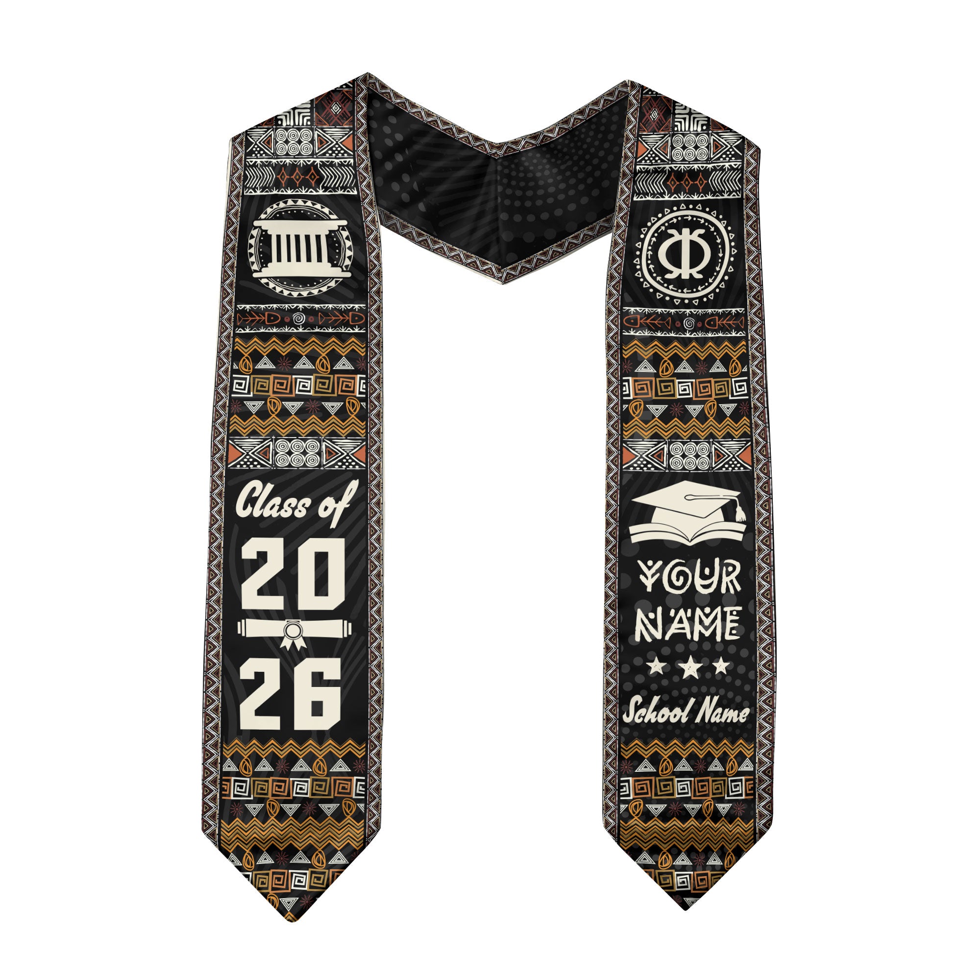 Customized African American Graduation Sash with Pan African Flag Colors, Class of 2026