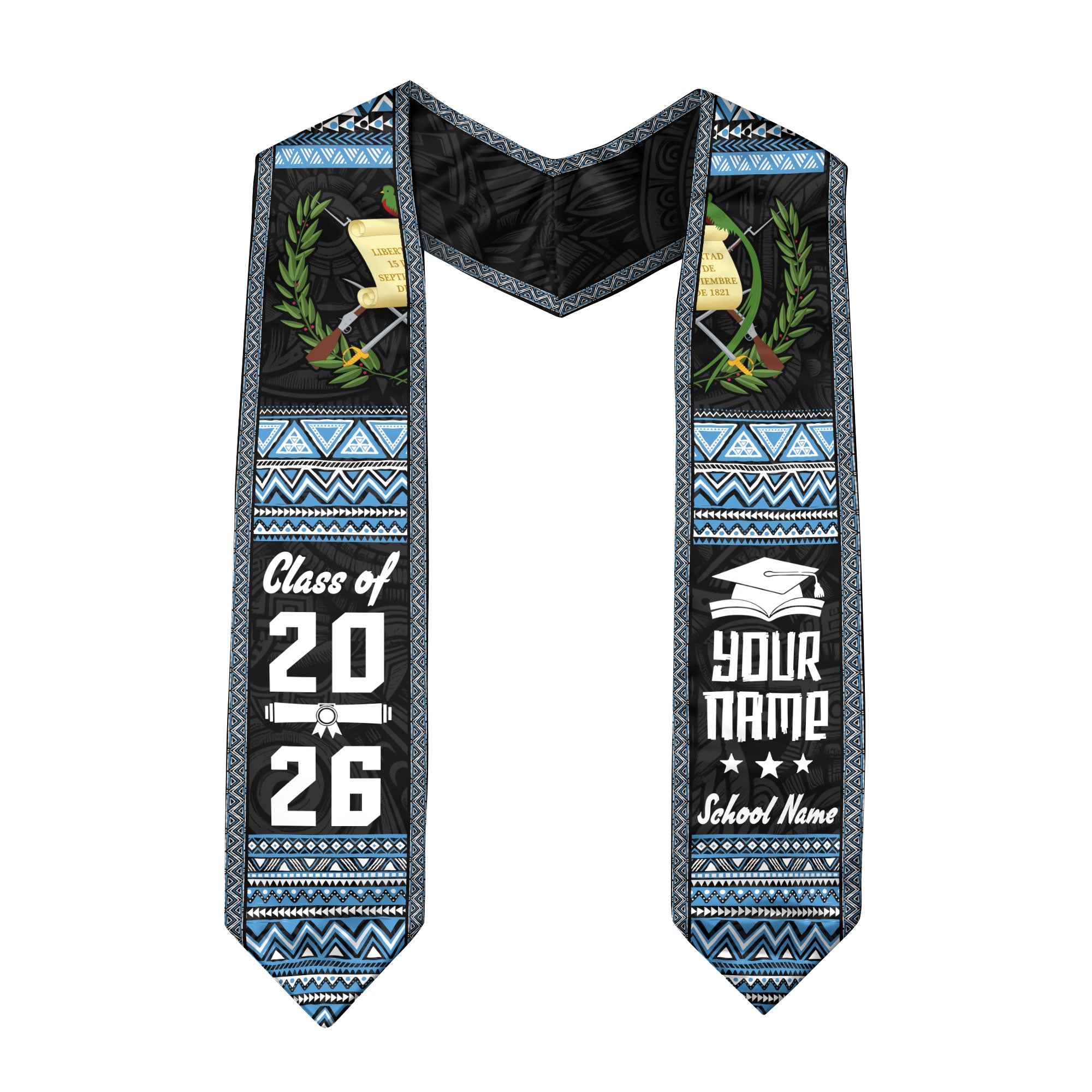 2026 Guatemala Flag Graduation Sash, Guatemala Stole for Graduation, Detail Option Available