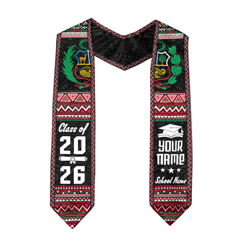 Peru Flag Graduation Sash 2026, Peru Stole, Customizable Peru Graduation Stole