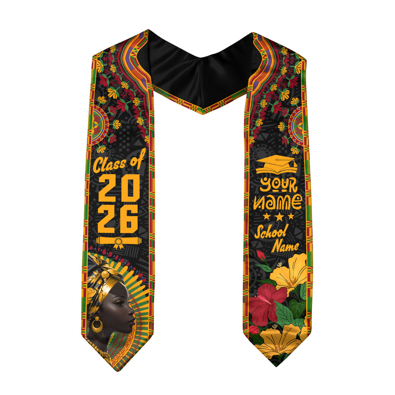 Customized Pan African Flag Graduation Stole, Cultural Graduation Sash for 2026 Graduates