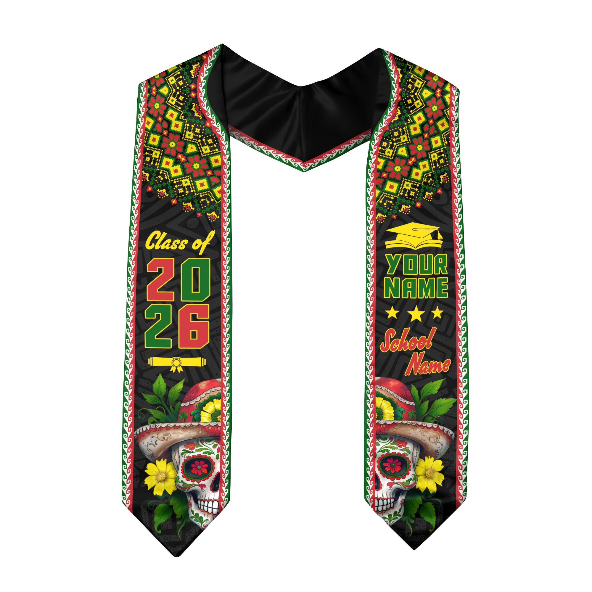 Mexico Flag Stole for Graduation 2026, Mexican Graduation Sash, Personal Detail Option