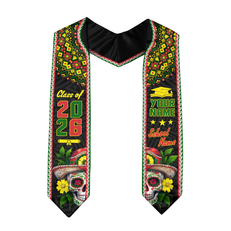 Mexico Flag Stole for Graduation 2026, Mexican Graduation Sash, Personal Detail Option