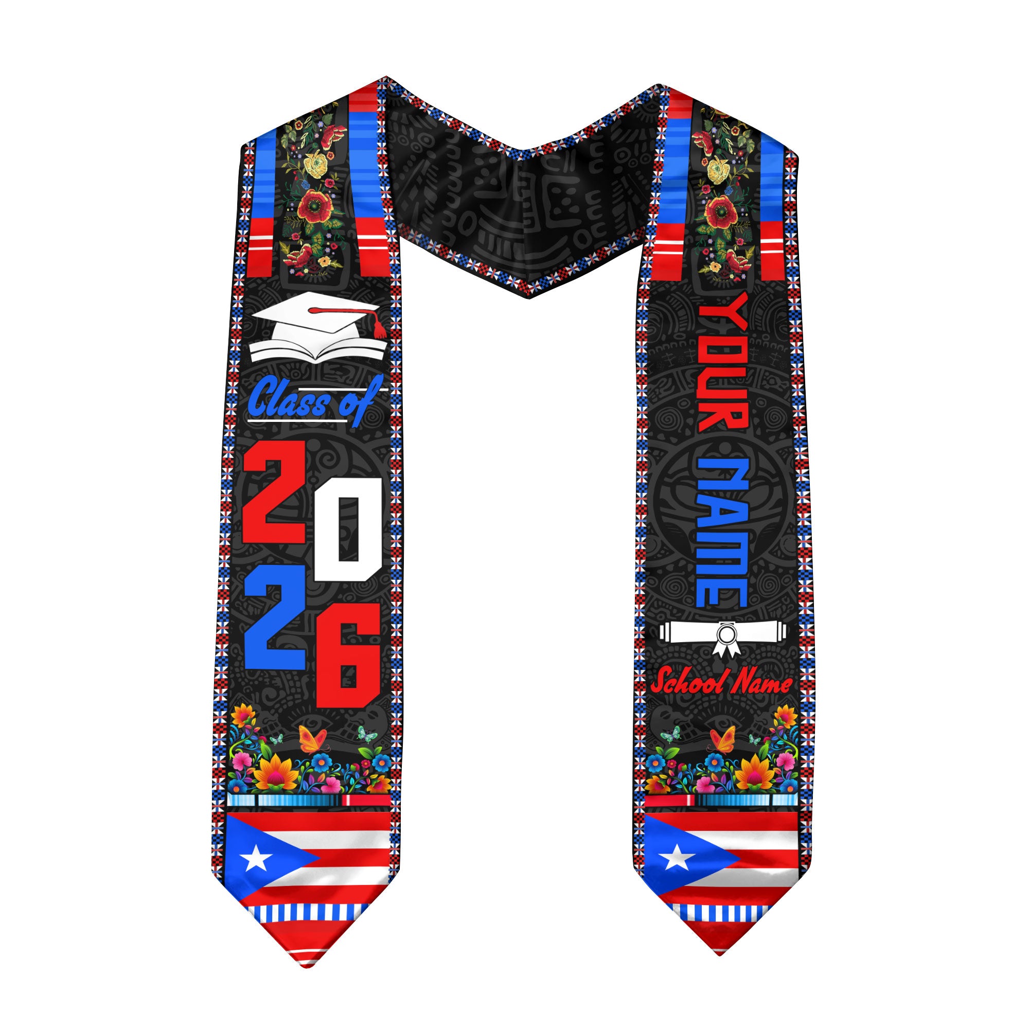 2026 Puerto Rico Stole, Puerto Rican Flag Graduation Sash, Made Just for You Style